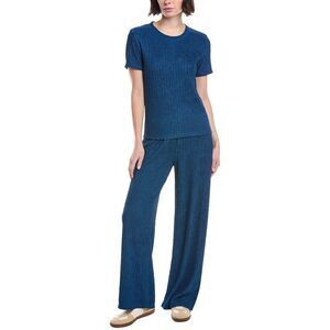 Marion Womens  2Pc Crinkle Shirt & Pant Set, Blue